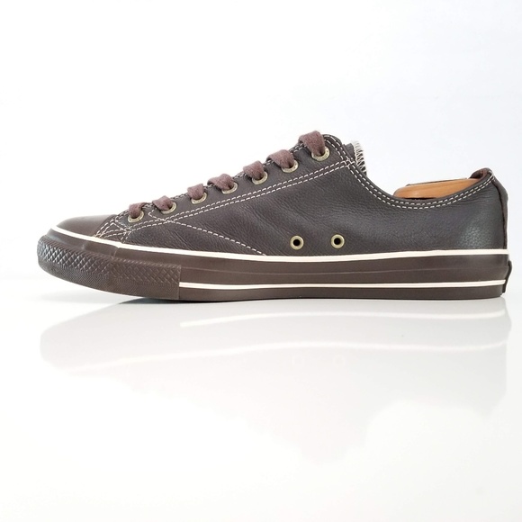 Converse All Star Sneakers Brown Leather Low Tops - Picture 3 of 12